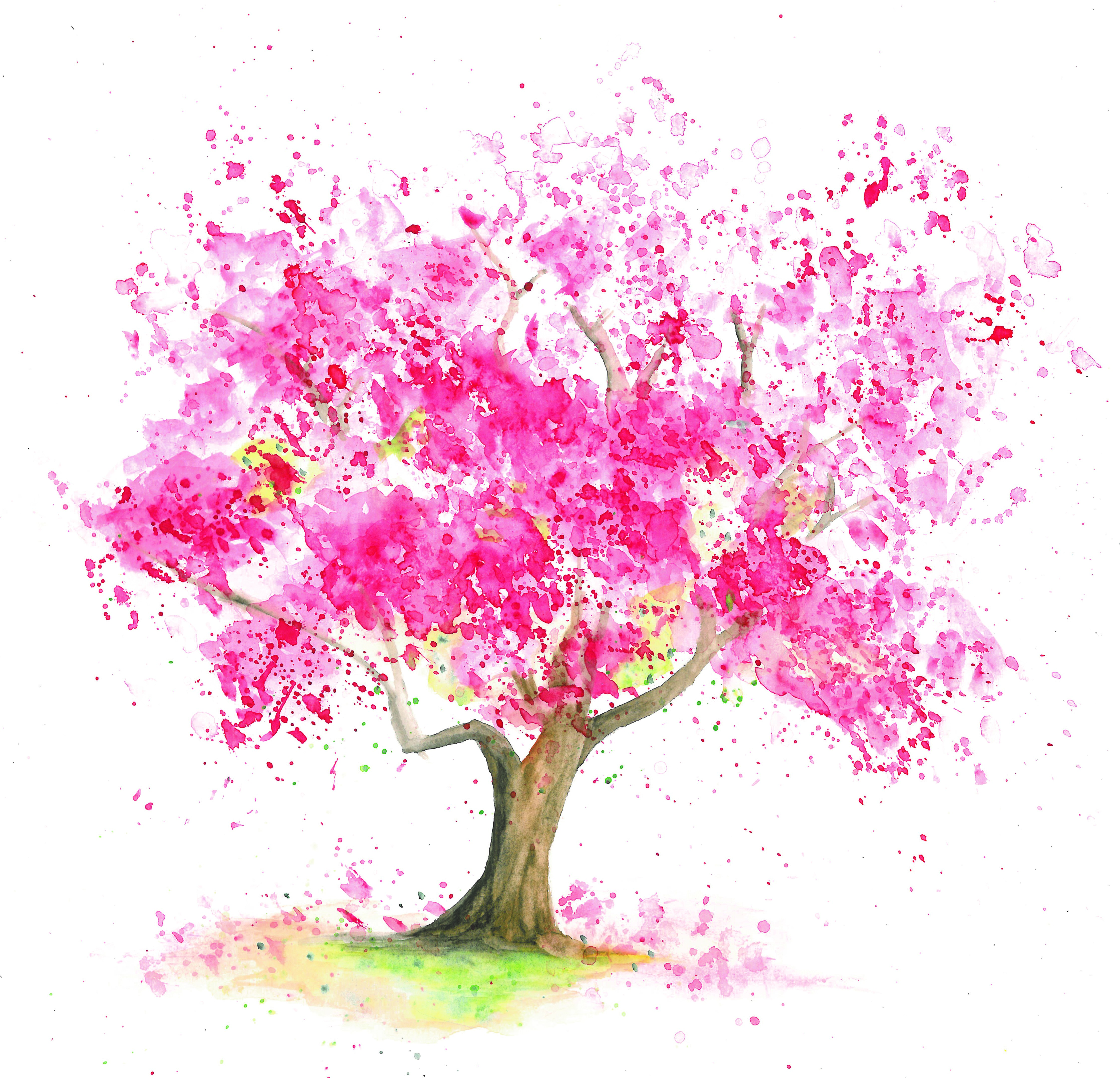 Aquarell eines Kirschbaumes